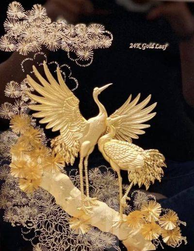 Tranh Tùng Hạc Diên Niên Dát Vàng - Ảnh 3