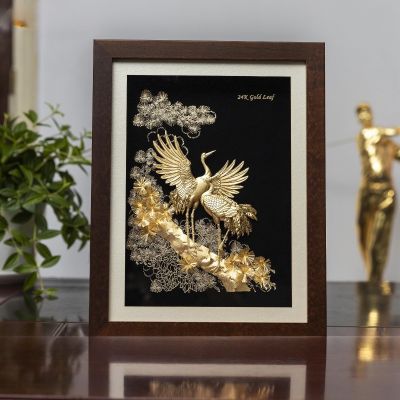 Tranh Tùng Hạc Diên Niên Dát Vàng - Ảnh 4